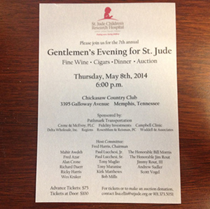 St. Jude Children's Research Hospital | Gentlemen's Evening For St. Jude | Chickasaw Country Club | Galloway Avenue, Memphis
